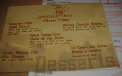 Tortilla Jo's - Old Dessert Menu